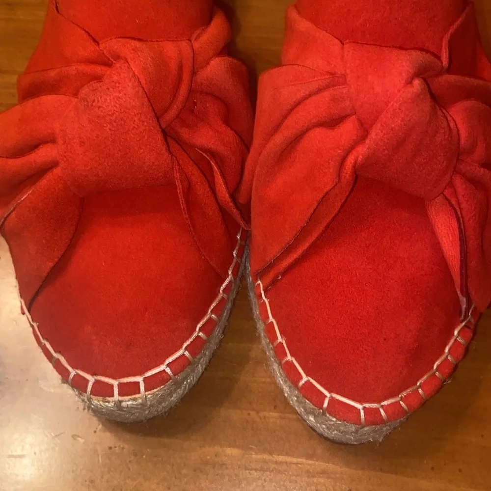 Sam Edelman red suede Lydia bow espadrilles mules size 8